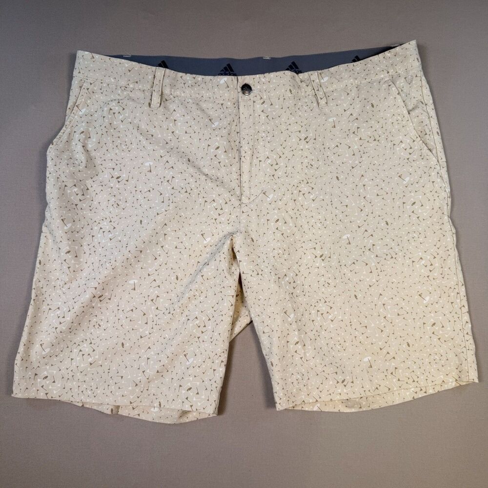 Adidas Ultimate 365 Golf Flag All Over Print Shorts Tan Size 40 Men's Athletic